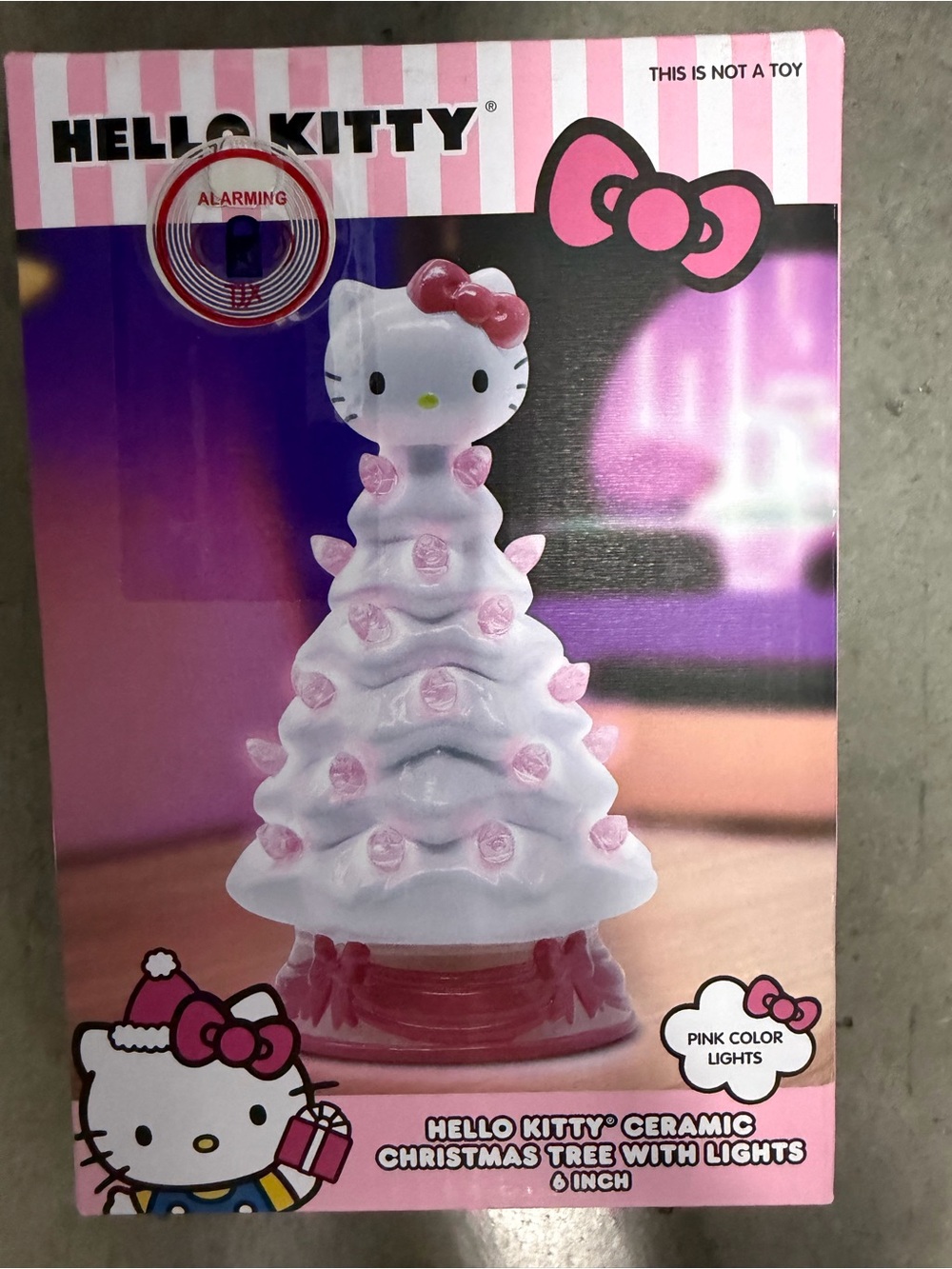 NWT Hello Kitty White & Pink Ceramic Christmas Tree with Lights